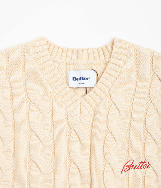 Butter Goods Cable Knit Vest - Bone | BillrichardsonShops