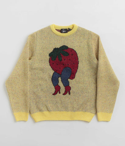 by Parra Stupid Strawberry Knitted Sweatshirt bon - Yellow