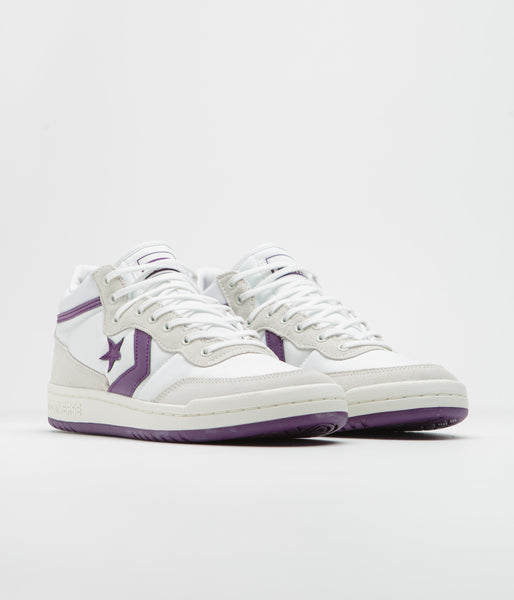 Converse Fastbreak Mid Shoes - White / Vaporous Grey / Purple 