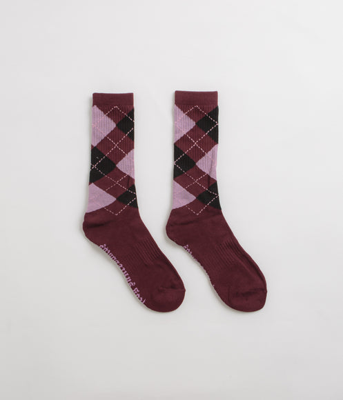 Frog Argyle Socks - Maroon