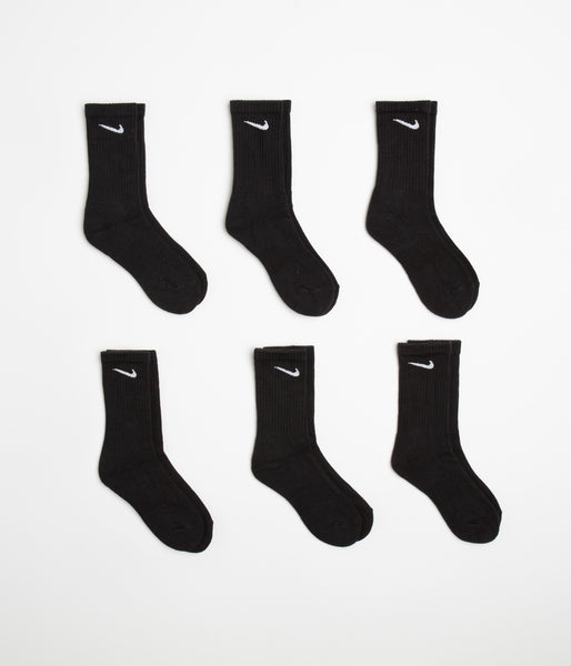 Nike SB Everyday Cushioned Crew Socks 6 Pack Black White Flatspot