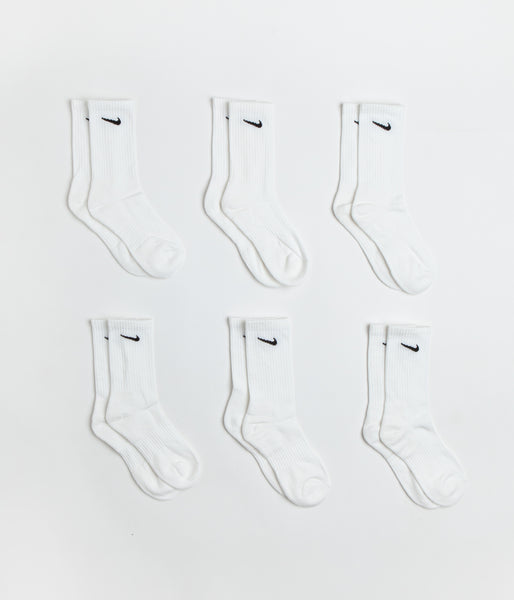 Nike SB Everyday Cushioned Crew Socks (6 Pack) - White / Black | Flatspot