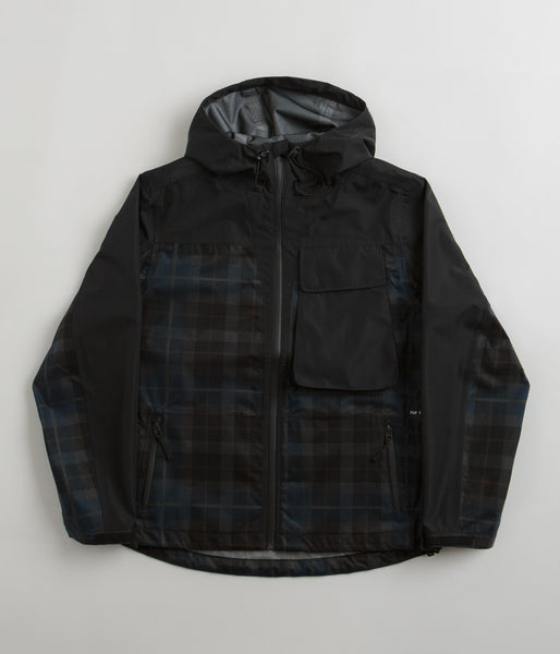 Pop Trading Company Big Pocket Hooded Jacket Black Navy Check