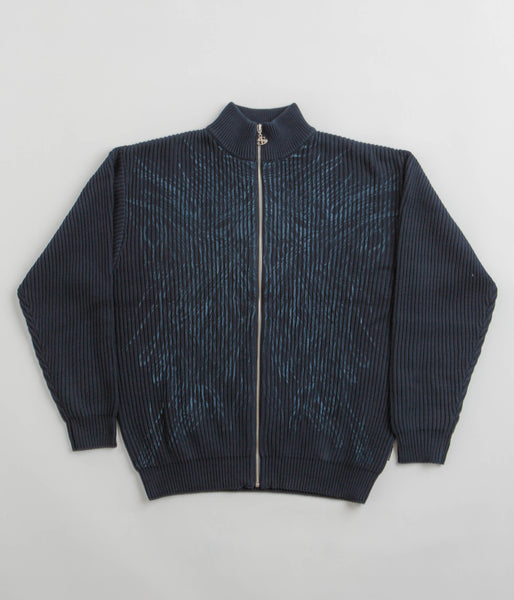 Yardsale Ripper Knit Zip Sweatshirt - Navy | Flatspot