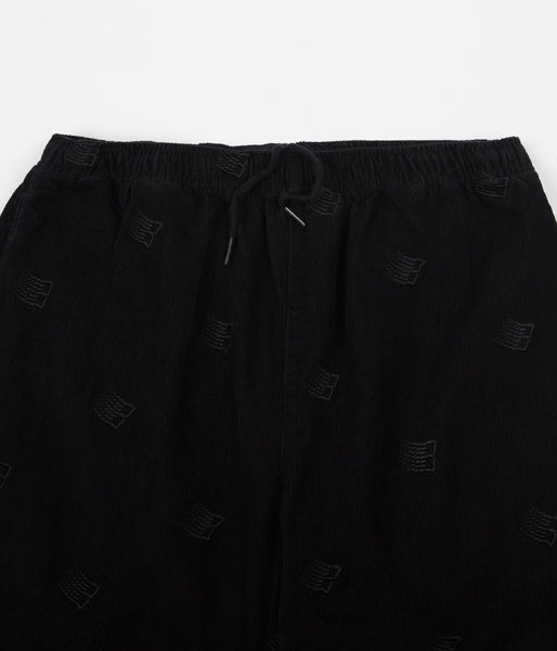 Bronze 56K All Over B Logo Embroidered Cord Trousers - Black