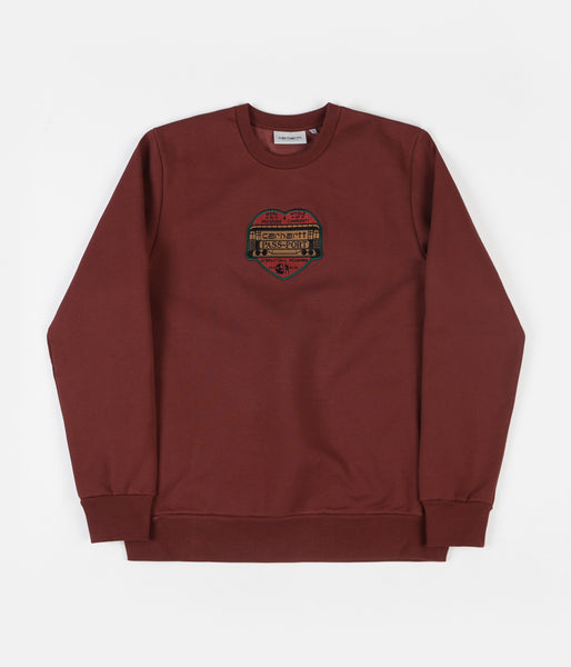 Carhartt x Pass Port Thank You Crewneck Sweatshirt - Burnt Red | Flatspot