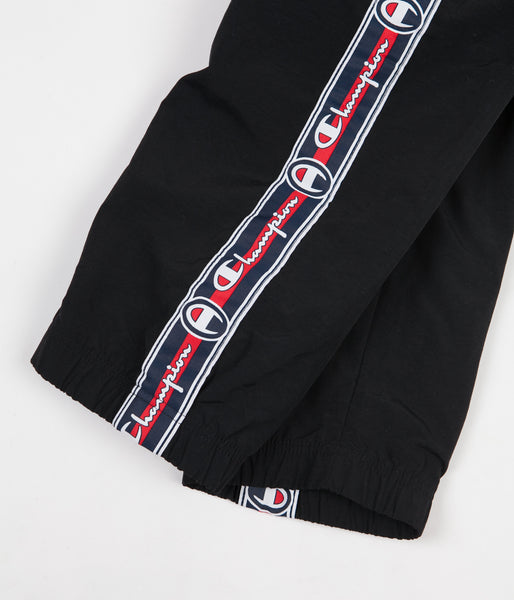 Champion Logo Tape Sweatpants Black Flatspot