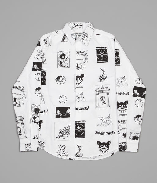 Fucking Awesome Cut Outs Dress Shirt - White / Black