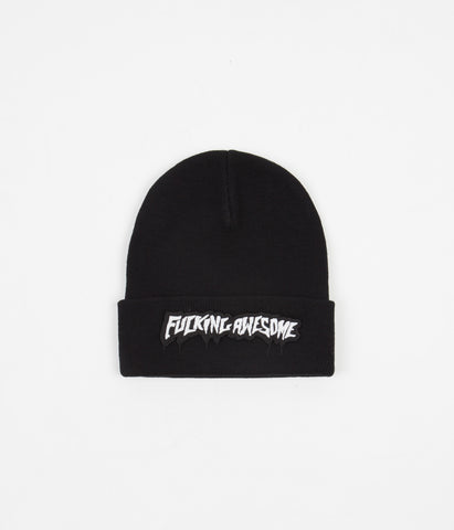 Fucking Awesome Velcro Stamp Cuff Beanie - Black | Flatspot