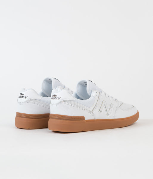 New balance white shoes gum sole on sale