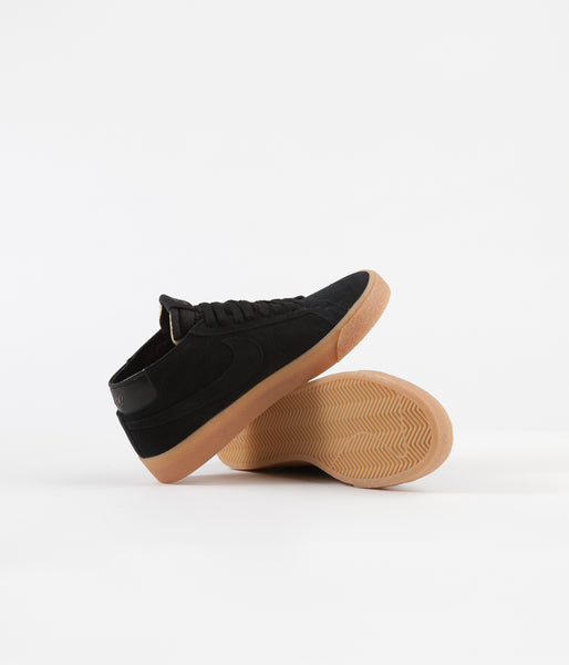 Nike SB Blazer Chukka Shoes Black Black Thunder Grey Gum Light Flatspot