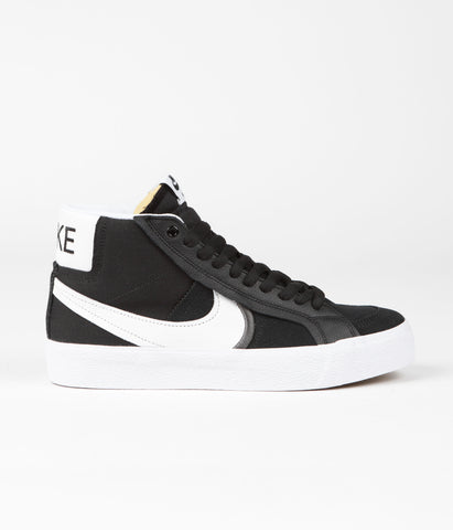 Nike SB Blazer Mid Premium Plus Shoes Black White Flatspot