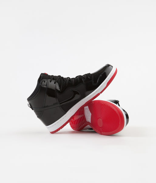 Nike SB Dunk High TR Shoes - Black / Black - White - Varsity Red