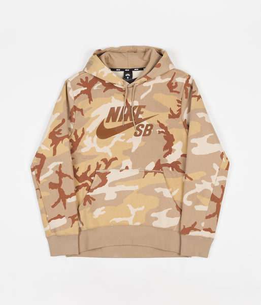 Nike SB Icon Camo Hoodie Desert Ore Parachute Beige Ale Brown Flatspot