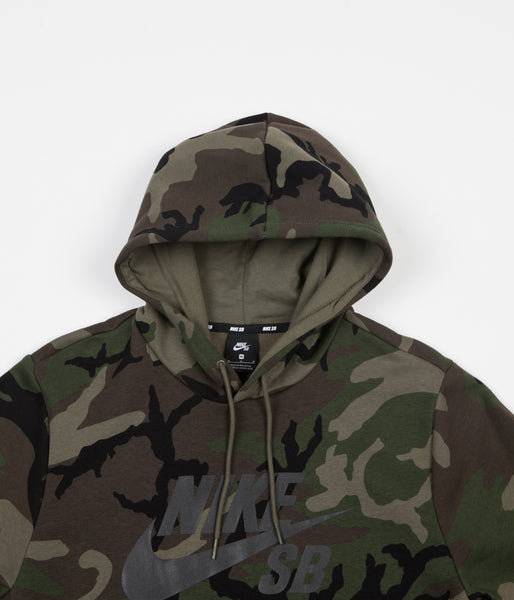 Nike SB Icon Camo Hoodie Medium Olive Medium Olive Black Flatspot