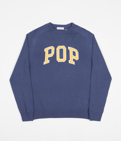 Pop Trading Company Arch Knitted Crewneck Sweatshirt - Coastal