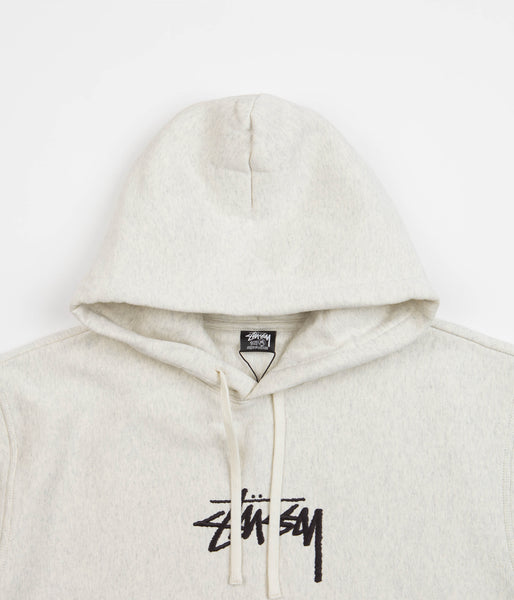 STÜSSY STOCK LOGO APPLIQUE store HOODIE ASH HEATHER SIZE MEDIUM