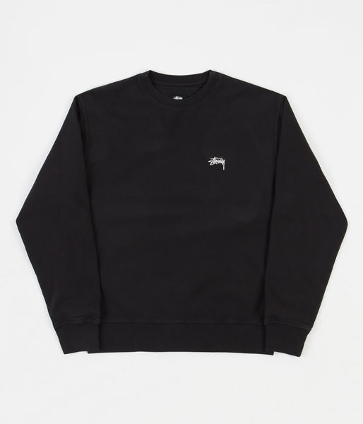 Stussy Stock Logo Crewneck Sweatshirt Black Flatspot