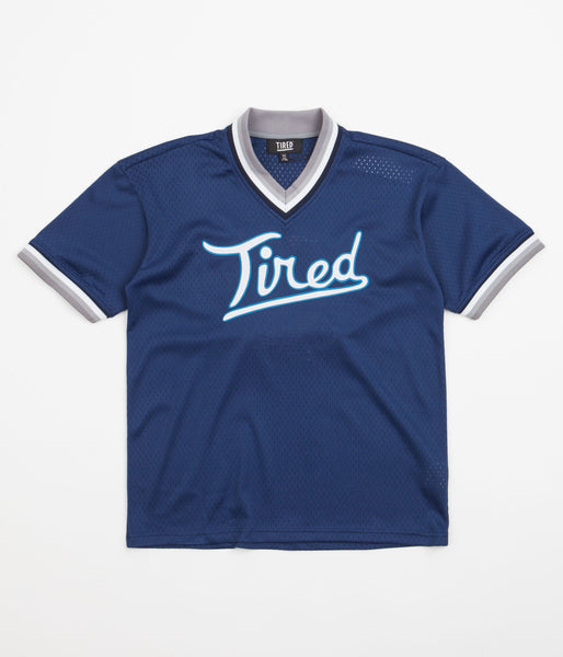 Tired Skateboards T-shirt - The Rounders Baseball Jersey Navy