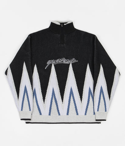 AspennigeriaShops - Yardsale Blaze Knit 1/4 Zip Sweatshirt - Black