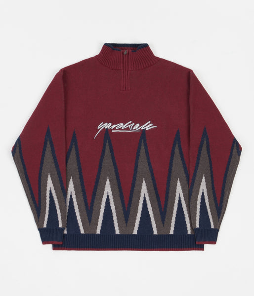 Yardsale Blaze Knit 1/4 Zip Sweatshirt - Red | Flatspot