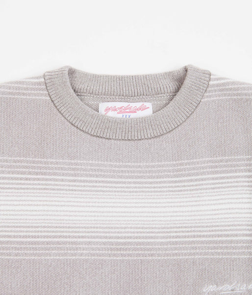 Yardsale Chenille Ripple Knitted Crewneck Sweatshirt - Stone / Off-White