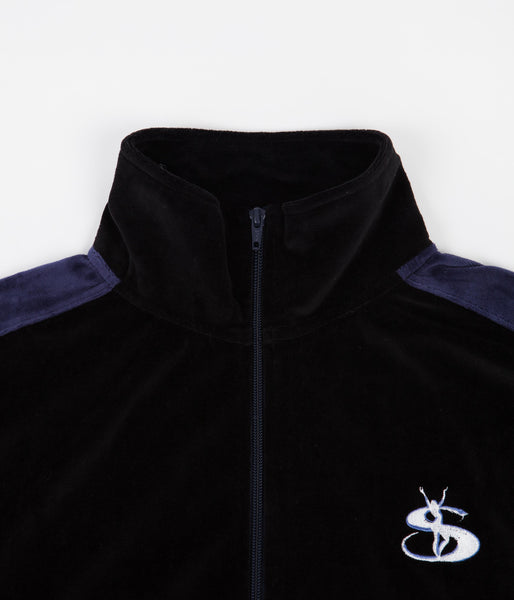 Yardsale Milano Velour Track Jacket - Two Tone Blue / Grey