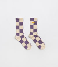 Butter Goods Checkered Socks - Cream / Lavender