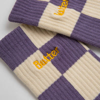 Butter Goods Checkered Socks - Cream / Lavender thumbnail