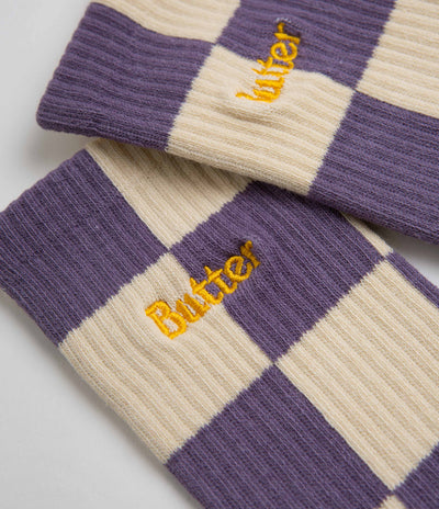 Butter Goods Checkered Socks - Cream / Lavender