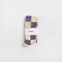 Butter Goods Checkered Socks - Cream / Lavender thumbnail