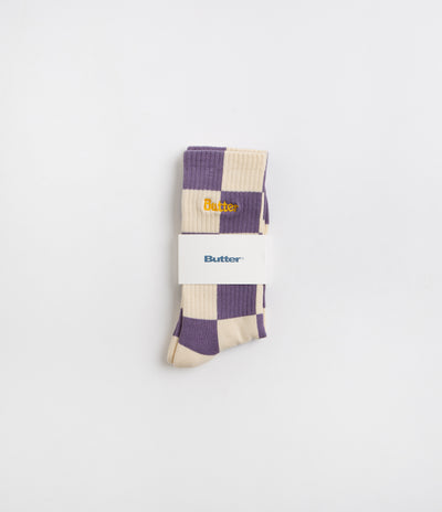 Butter Goods Checkered Socks - Cream / Lavender