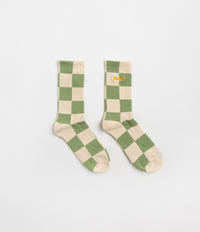 Butter Goods Checkered Socks - Cream / Sage