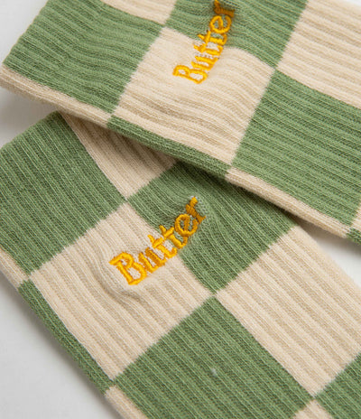 Butter Goods Checkered Socks - Cream / Sage