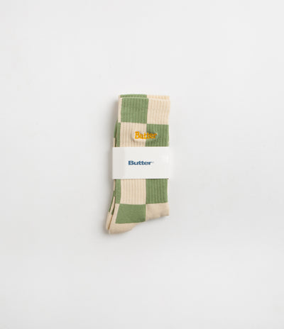 Butter Goods Checkered Socks - Cream / Sage