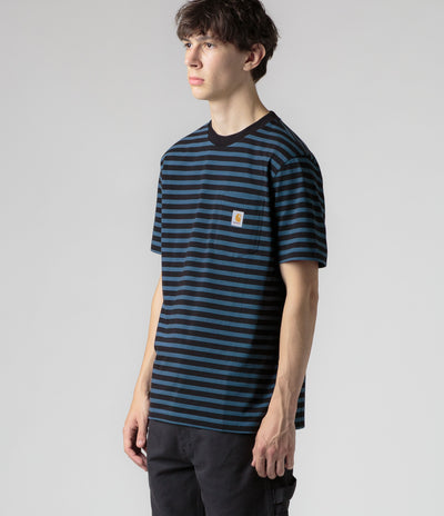 Carhartt Seidler Pocket T-Shirt - Seidler Stripe / Squid / Black