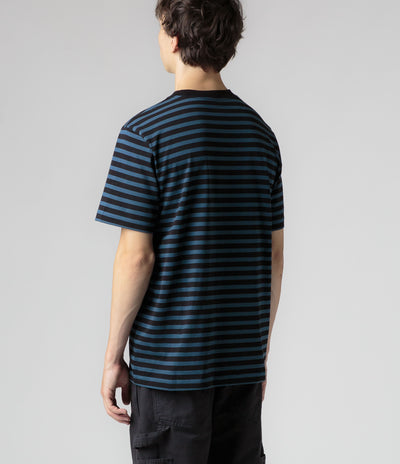 Carhartt Seidler Pocket T-Shirt - Seidler Stripe / Squid / Black