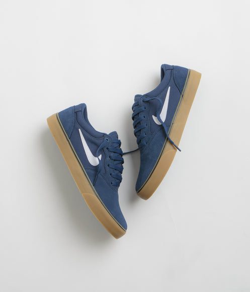 Nike SB Chron 2 Shoes - Navy / White - Navy - Gum Light Brown