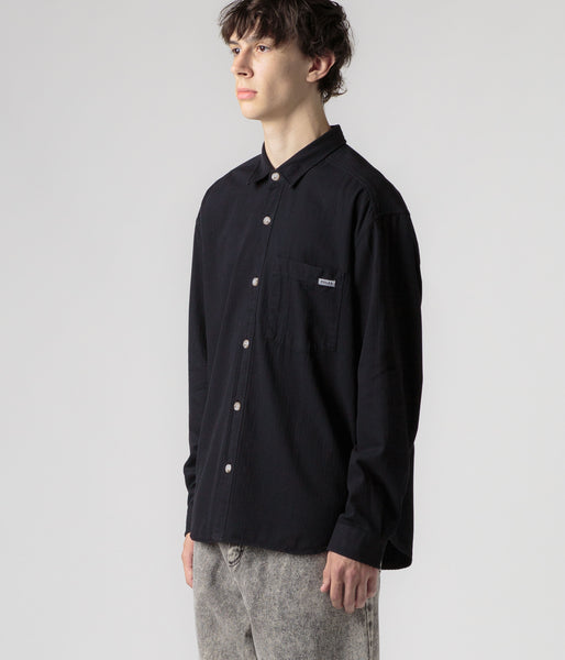 Polar Mitchell Herringbone Shirt - Black | Flatspot