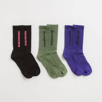 Salomon Everyday Crew Socks (3 Pack) - Liberty / Black / Deep Lichen Green thumbnail