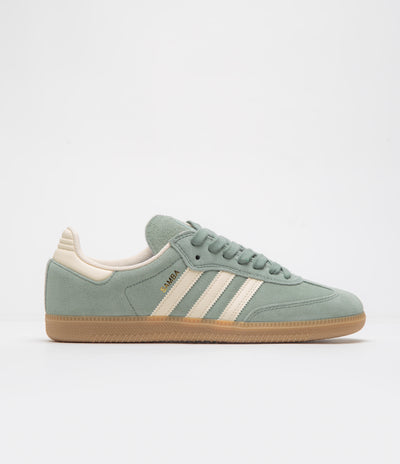 Adidas Samba ADV Shoes - Silver Green / Wonder White / Gold Metallic