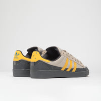 Adidas x Pop Trading Company Campus ADV Shoes - Grey Six / Active Gold / Clay Brown thumbnail