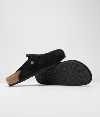 Birkenstock Boston Suede Sandals - Black / Black