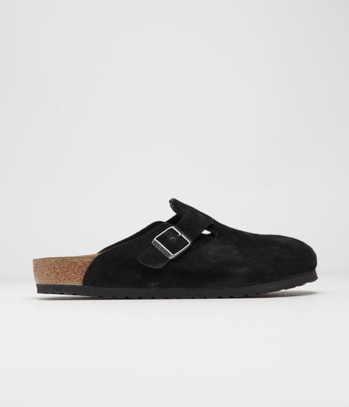 Birkenstock Boston Suede Sandals - Black / Black