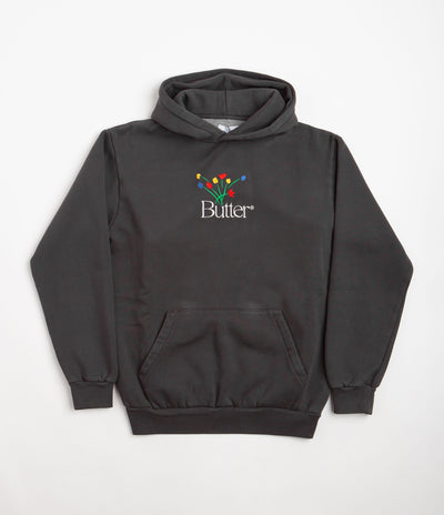 Butter Goods Bouquet Embroidered Hoodie - Washed Black