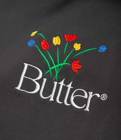 Butter Goods Bouquet Embroidered Hoodie - Washed Black