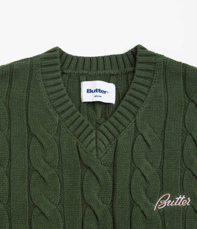 Butter Goods Cable Knit Vest - Forest