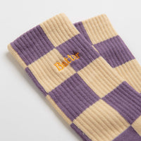 Butter Goods Checkered Socks - Eggplant / Tan thumbnail