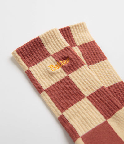 Butter Goods Checkered Socks - Redwood / Tan