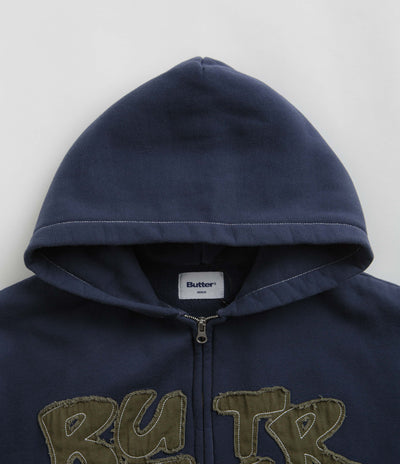 Butter Goods Fabric Applique Zip-Thru Hoodie - Navy